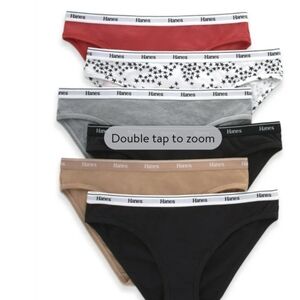 Women's Hanes Originals 6 Pack Cotton Stretch Bikini Underwear Size 5 Small